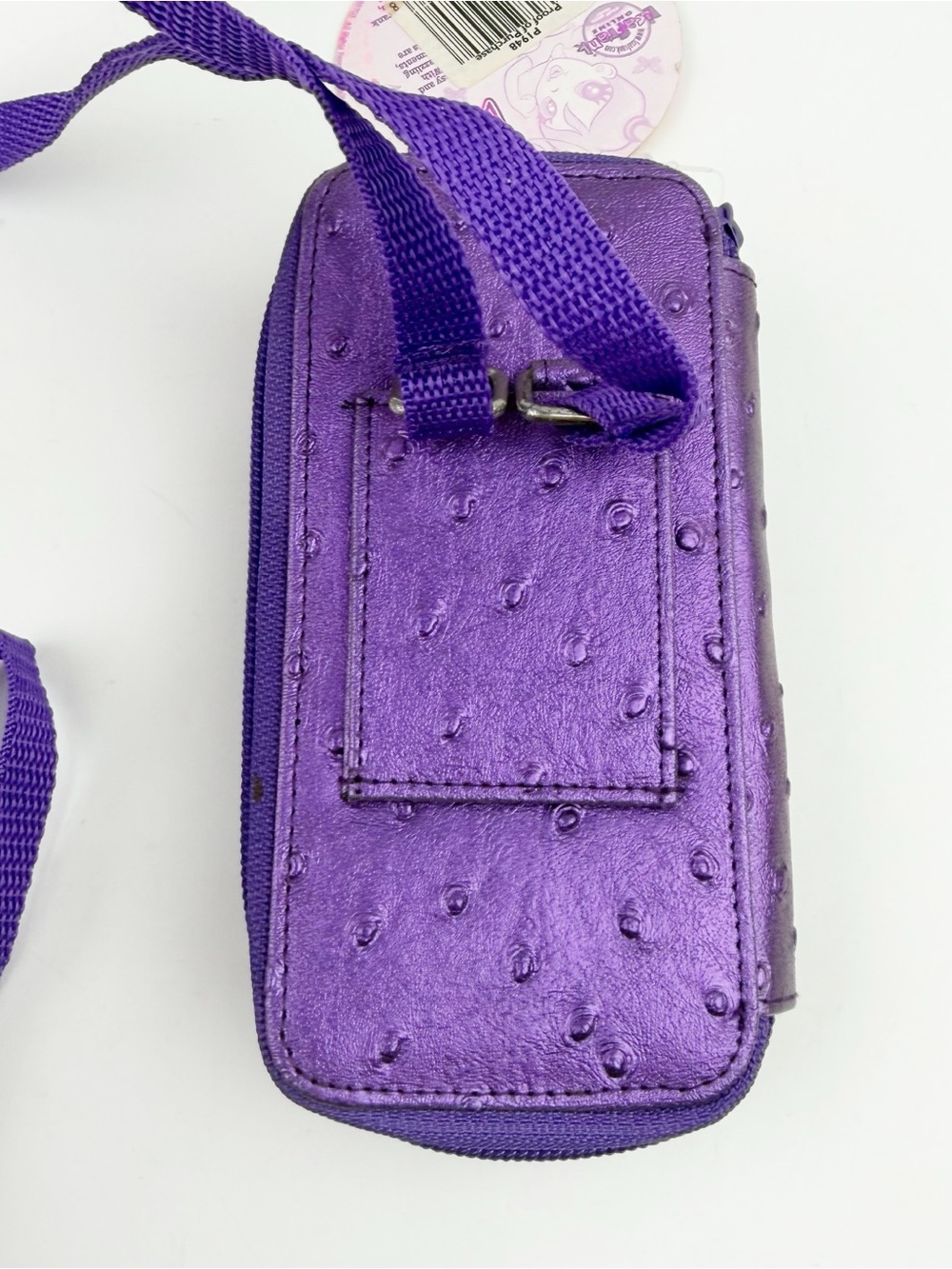 Vtg Lisa Frank Cell Phone Wallet Purse Cross Body Purple Faux Snakeskin Y2K New - Picture 2 of 11
